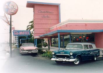 Cadillac on Pink Motel   Cadillac Jacks Cafe   1950s Movie Prop
