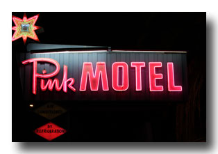 Pink Motel Sign at night